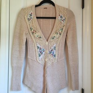 Free People | Cream Button Up Sweater